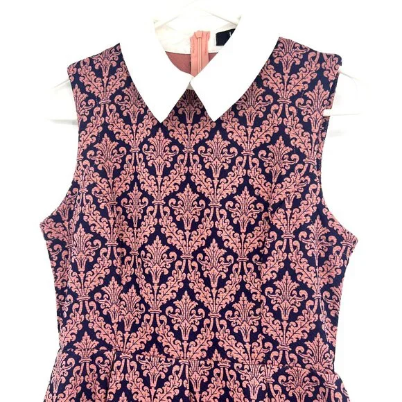 NWT Iska London Pink Purple Batik Collared Fit & Flare Dress Women UK 10 US 6 - Picture 9 of 9